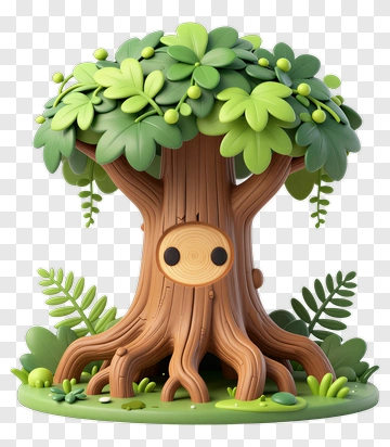 Whimsical Treehouse With Green Leaves PNG
