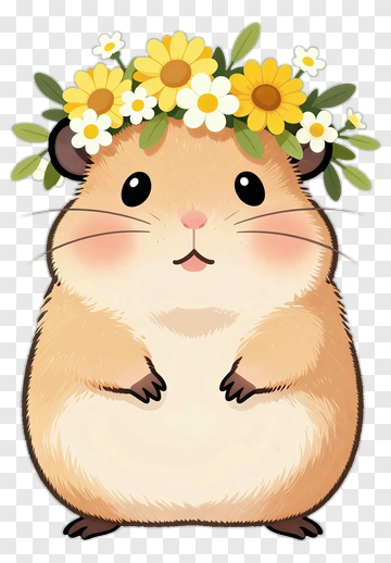 Cute Hamster With Flower Crown PNG