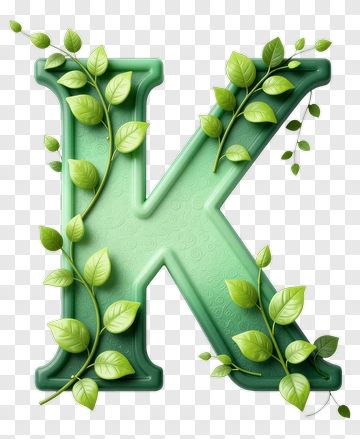 Green Letter K With Leaf Vines PNG