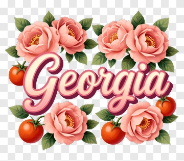 Georgia With Flowers And Tomatoes PNG
