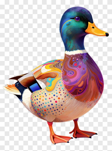 Colorful Duck Illustration PNG