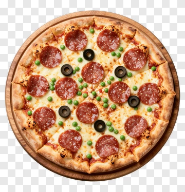 Pepperoni Pizza With Olives And Peas PNG