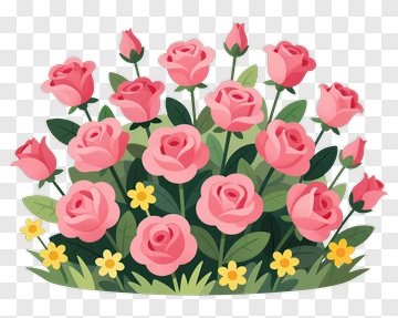 Pink Roses With Yellow Daisies PNG