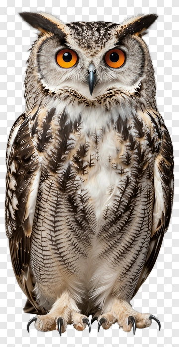 Owl With Striking Orange Eyes PNG