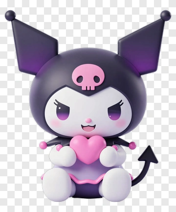 Kuromi Holding A Pink Heart PNG