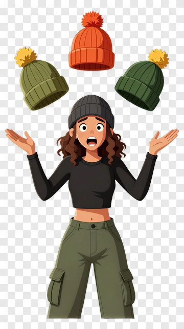 Woman Juggling Beanies PNG