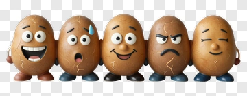 Five Expressive Potato Characters PNG