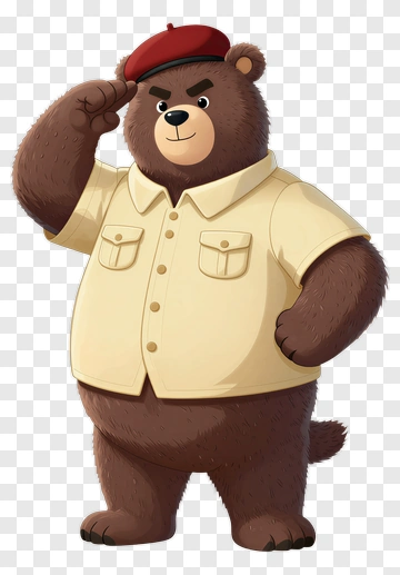 Bear In Military Uniform Saluting PNG