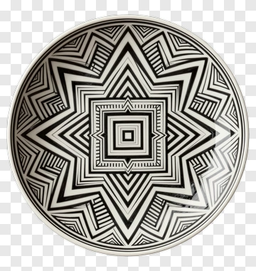 Black And White Geometric Plate PNG