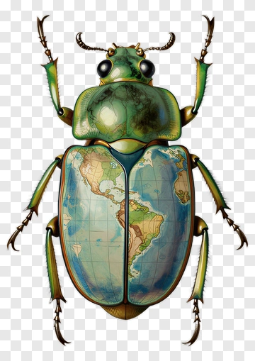 Beetle With World Map Pattern PNG