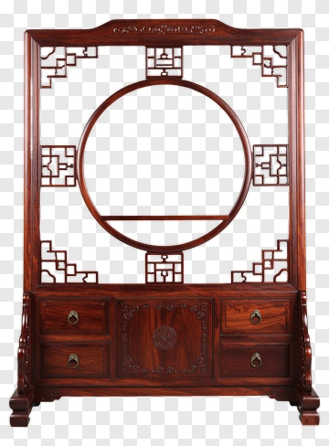 Wooden Screen With Carved Design PNG