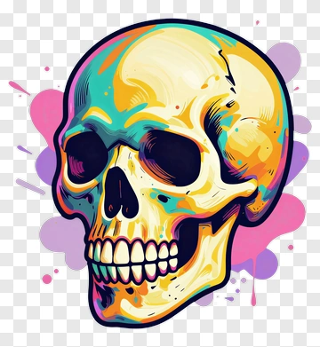 Colorful Cartoon Skull PNG