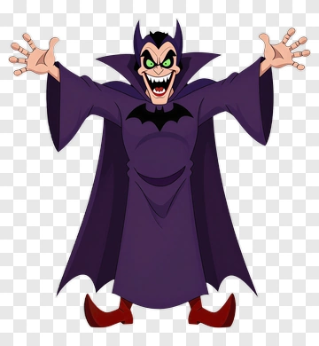 Vampire Cartoon Character With Evil Grin PNG