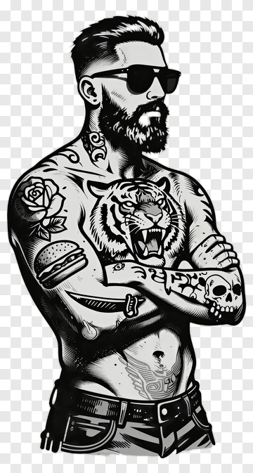 Tattooed Man With Sunglasses PNG