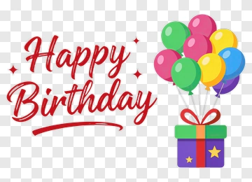 Happy Birthday With Balloons And Gift PNG
