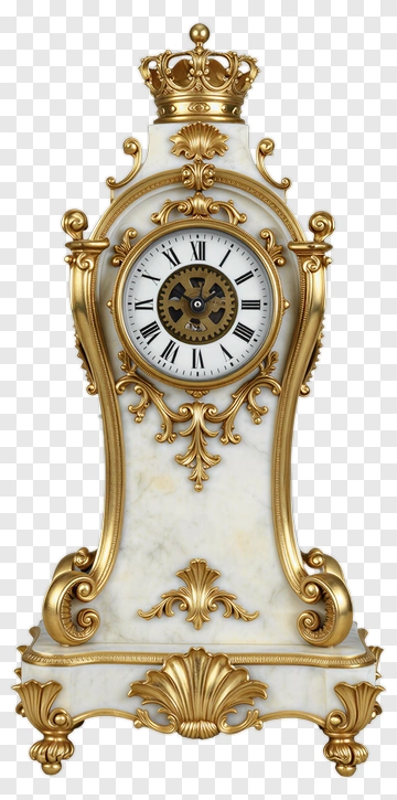 Ornate Marble And Gold Clock PNG