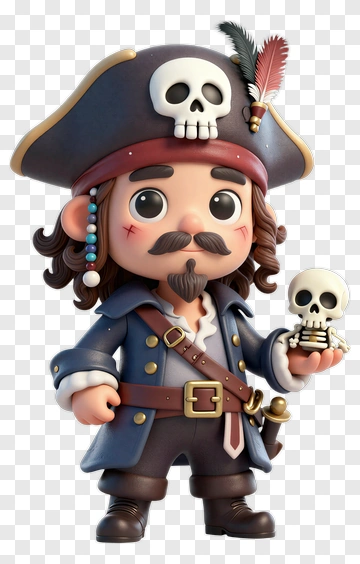 Cartoon Pirate With Skull PNG