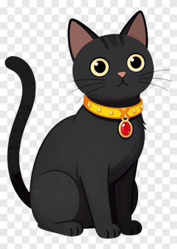 Black Cat With Yellow Collar PNG