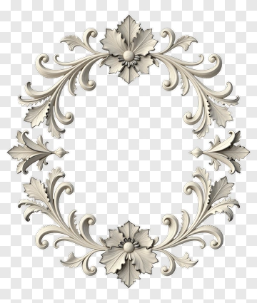 White Ornamental Wreath With Floral Motifs PNG