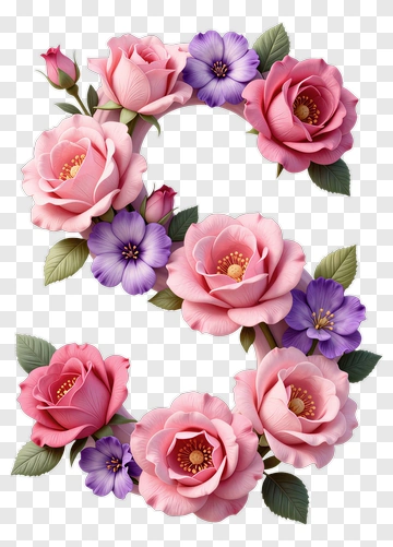 Floral Letter S Design PNG