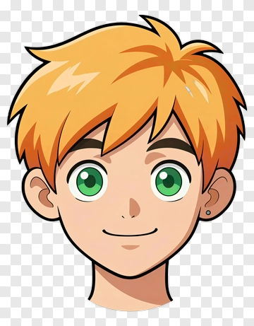 Cartoon Boy With Orange Hair And Green Eyes PNG