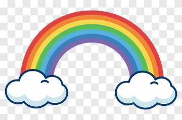 Rainbow With Smiling Clouds PNG