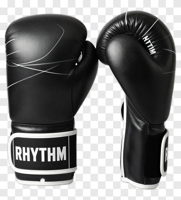 Black Boxing Gloves With White Accents PNG