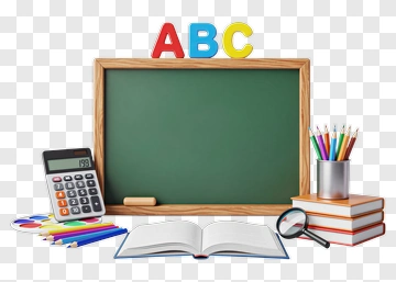 School Supplies Arranged On Desk PNG
