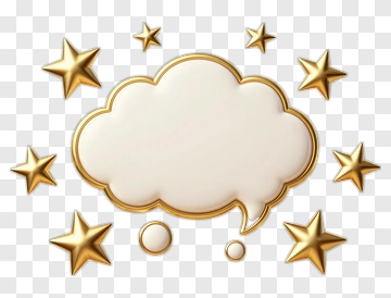 Golden Speech Bubble With Stars PNG