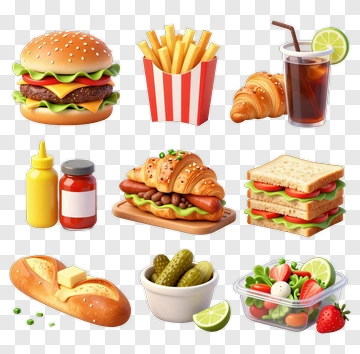 Delicious Fast Food Items PNG