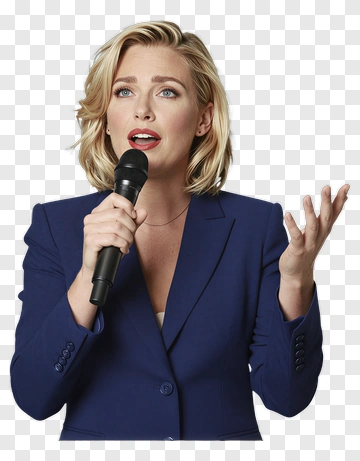 Woman Speaking Into Microphone PNG