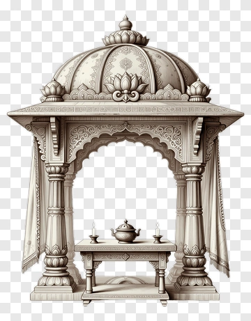 Temple Altar With Candle And Teapot PNG