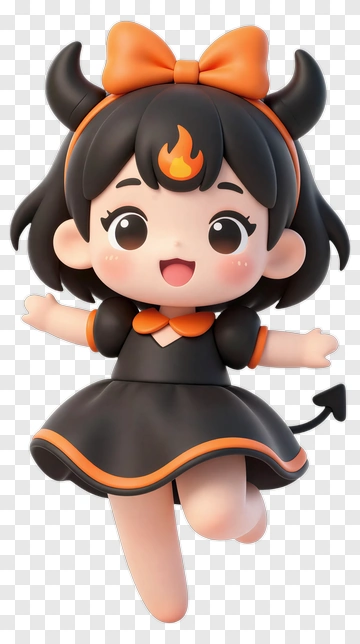 Cartoon Girl In Devil Costume PNG