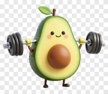 Avocado Lifting Weights PNG