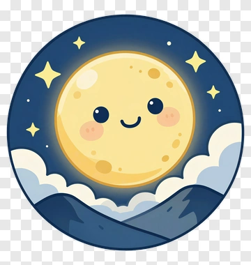 Smiling Moon With Stars And Clouds PNG