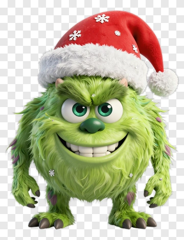 Sulley In Santa Hat PNG