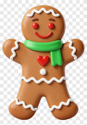 Gingerbread Man With Scarf And Heart PNG