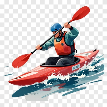 Kayaker Paddling In Red Kayak PNG
