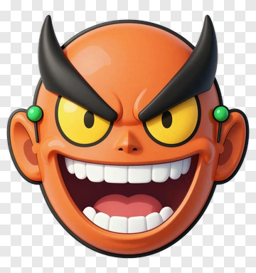 Cartoon Devil Mask With Green Earrings PNG