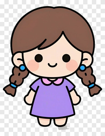 Cartoon Girl With Braided Hair PNG
