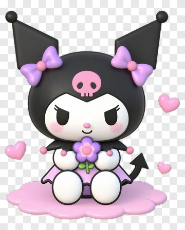Kuromi Holding A Flower PNG