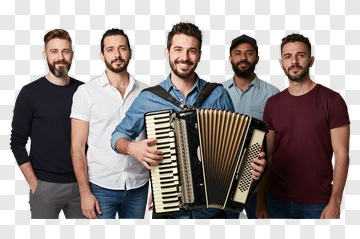 Five Men Band With Accordion Player PNG