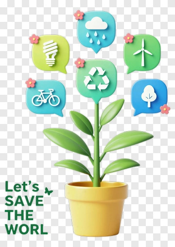 Plant With Environmental Icons PNG