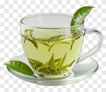Green Tea In Clear Glass Cup PNG