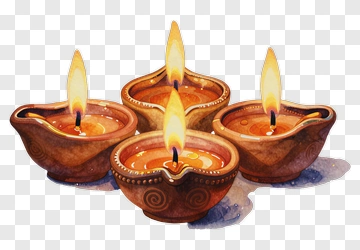 Four Diyas With Warm Glowing Flames PNG