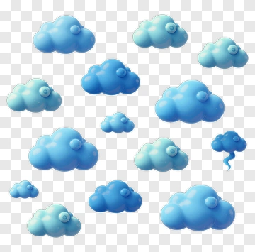 Blue Cartoon Clouds Floating PNG
