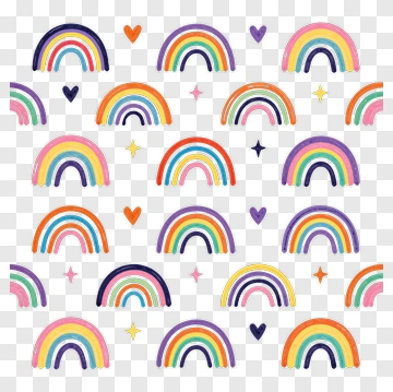 Rainbow Heart Star Pattern PNG