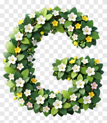Floral Letter G Wreath PNG