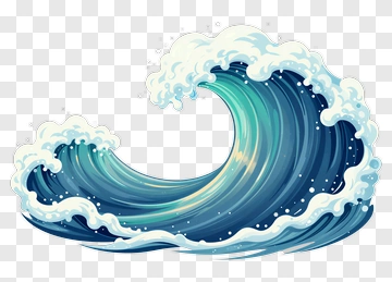 Cartoon Wave With Foam Crest PNG