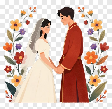 Bride And Groom Holding Hands PNG